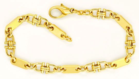 Foto 1 - Steigbügel Plättchen Anker Goldkette Armband massiv 14K, K2212