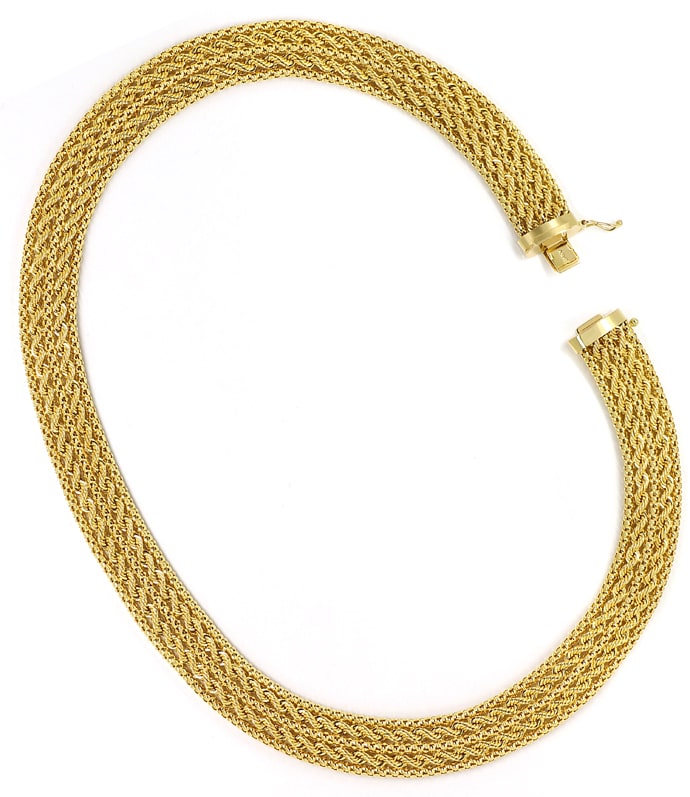Foto 3 - Goldkollier breites Kordel Himbeer Muster 43cm Gelbgold, K3148