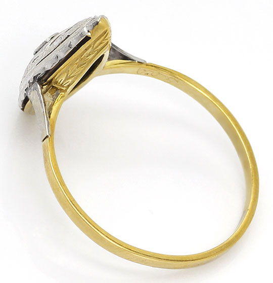 Foto 3 - Art Deco Ring Schiffchenform 0,05ct Diamant-Gold-Platin, S4791
