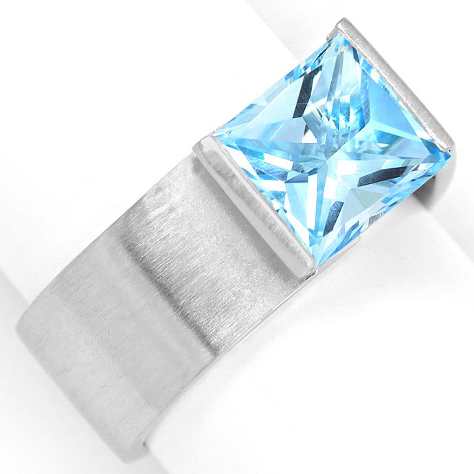 Foto 2 - Designer-Ring, Handarbeit Platin, blauer Princess Topas, S9559